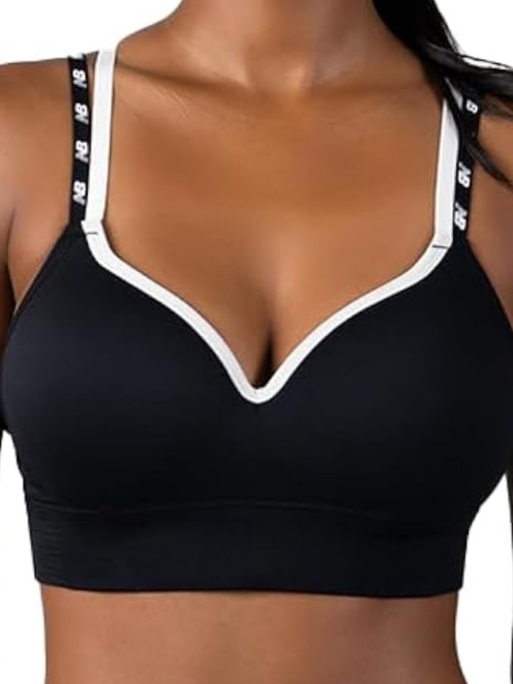 New Balance Black Sports Bra with White Trim